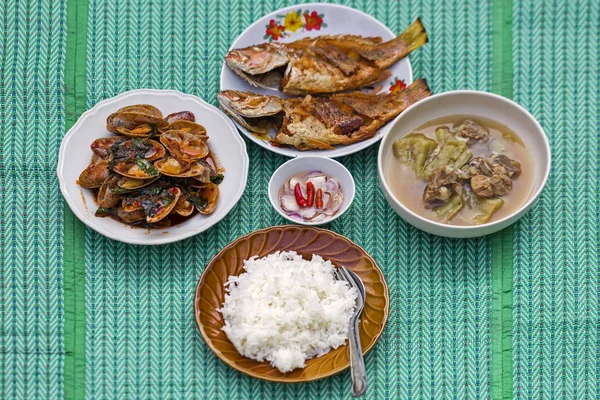 Comida Tailandesa Desayuno Con Arroz — Foto de Stock