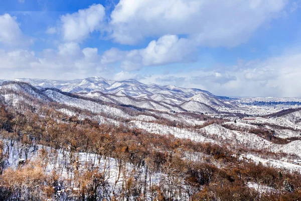 Veduta Aerea Dell Inverno Dalla Della Corda Hokkaido Giappone — Foto Stock