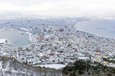 Dağdan kış şehir görünümü