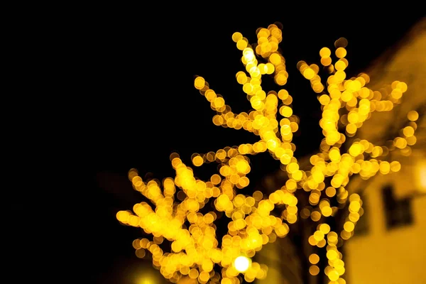 Sfondo Natalizio Sfondo Astratto Festivo Con Bokeh Luci Sfocate Stelle — Foto Stock