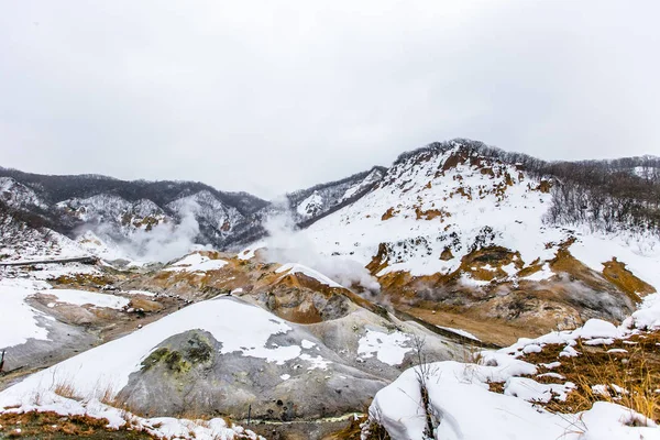 Prachtig Landschap Van Jigokudani Hokkaido Japan Winterseizoen — Stockfoto