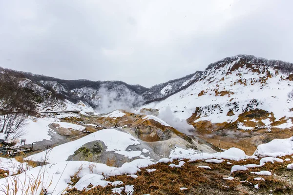 Splendido Paesaggio Jigokudani Hokkaido Giappone Stagione Invernale — Foto Stock