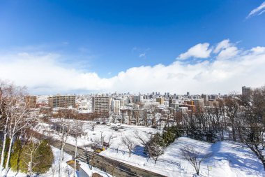 Dağdan kış şehir görünümü