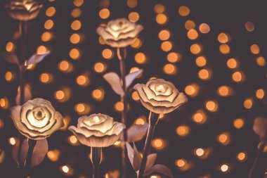 Çiçek fenerler gece sahada