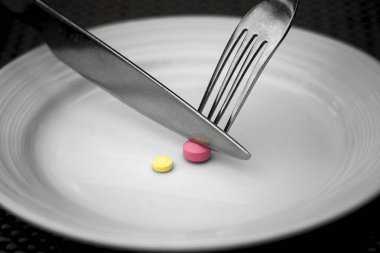 diyet hapları ve takviyeleri, reçeteli kilo kaybı ilaçlar, diyet kavramı için iştah bastırıcılar