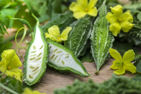 Bitter gourd is a biennial plant. The fruit has a bitter taste but has high medicinal properties. It is edible both raw and processed.