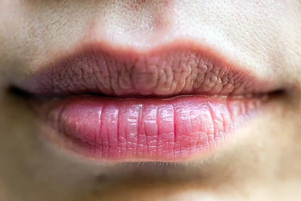 女性面部唇的近视 — 图库照片
