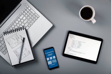 Web sitesi geliştirme sürecinde. Tel kafes kroki ve programlama kodu