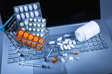 online eczane - alışveriş sepeti ile bilgisayar klavye hapları