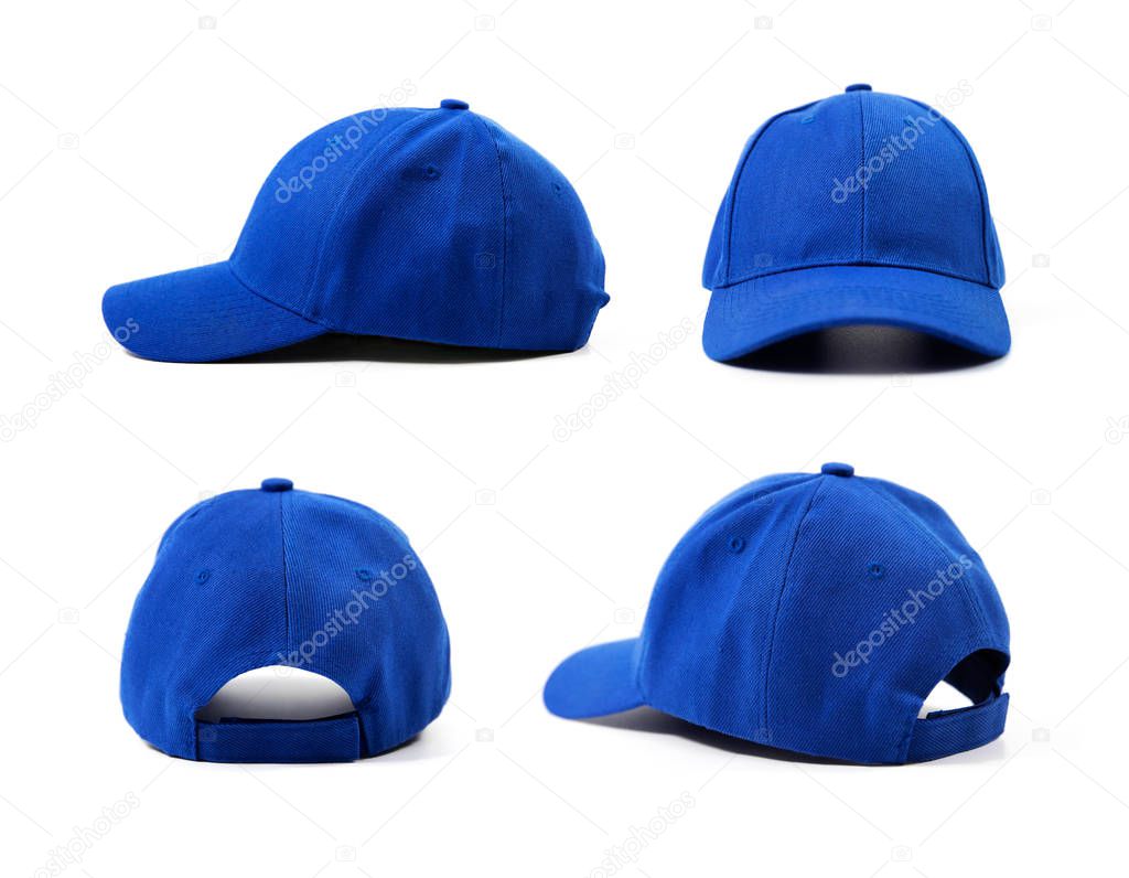 blue blank cap isolated on white background