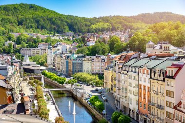 aerial view to karlovy vary city czech republic clipart
