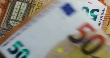 50 euro para banknotları closeup sayma