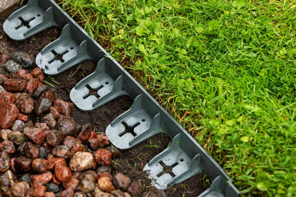 Landscaping Plastic Lawn Edging Garden — Stock Photo, Image