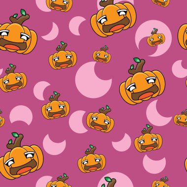 Cadılar Bayramı çizgi filmi kabak deseni holidat teması için kusursuz, vektör