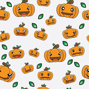 Cadılar Bayramı çizgi filmi kabak deseni holidat teması için kusursuz, vektör