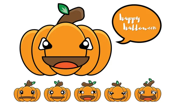 Conjunto Abóbora Desenhos Animados Para Halloween Vetor — Vetor de Stock
