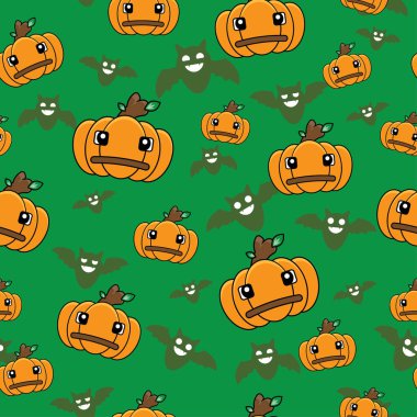 Cadılar Bayramı çizgi filmi kabak deseni holidat teması için kusursuz, vektör