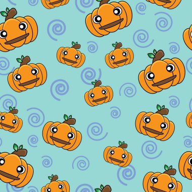 Cadılar Bayramı çizgi filmi kabak deseni holidat teması için kusursuz, vektör