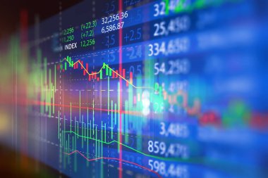 Finansal borsa grafik illüstrasyon, iş yatırım ve menkul kıymetler gelecekteki kavramı