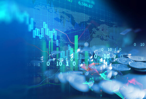 график финансового фондового рынка, иллюстрация, концепция бизнес-инвестиций и будущих торгов акциями
