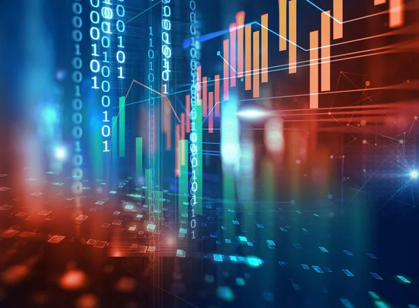 Gráfico Financiero Sobre Tecnología Fondo Abstracto Representan Crisis Financiera Fusión —  Fotos de Stock