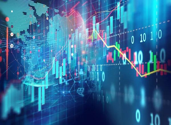 Grafico Del Mercato Azionario Finanziario Sfondo Tecnologico Astratto — Foto Stock