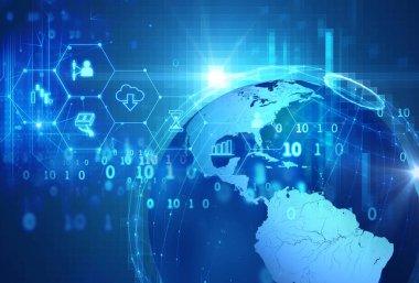 soyut Finans teknolojileri arka plan fintech simgesini temsil Blockchain ve Fintech yatırım