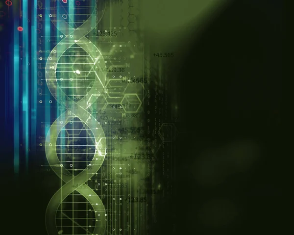 Молекули Днк Фоні Абстрактних Технологій Концепція Біохімії Генетичної Теорії — стокове фото