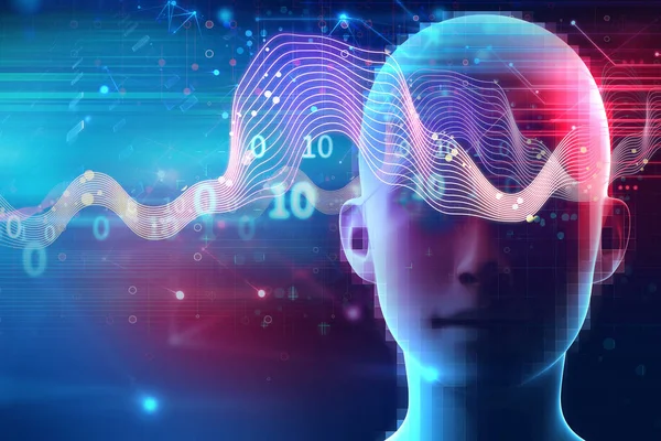 Sylwetka Wirtualnego Człowieka Fali Delta Mózgu Formie Ilustracji Reprezentują Medytację — Zdjęcie stockowe