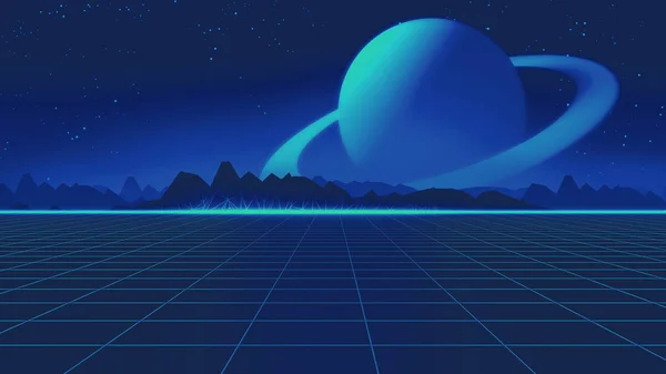 1980 년대에 Retro Futuristic Background 1980 Style Illustration 사이버 세상의 — 스톡 사진