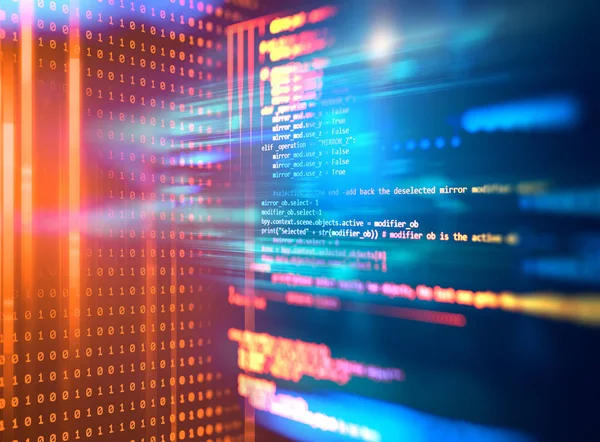 ソフトウェア開発者 コンピューターのスクリプトのプログラミング コードの抽象的な技術の背景 — ストック写真