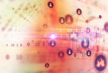 kullanıcı simgesi ve bağlantı noktaları ile soyut illüstrasyon arkaplanı. İş ve küresel bağlantı