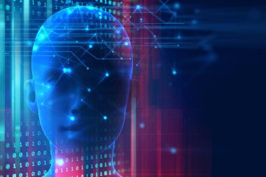 geometrik öğe teknoloji arka planda insan 3D render temsil yapay zeka