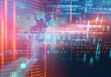 dijital kod numarası soyut arkaplan, kodlama teknolojisi ve programlama dillerini temsil eder