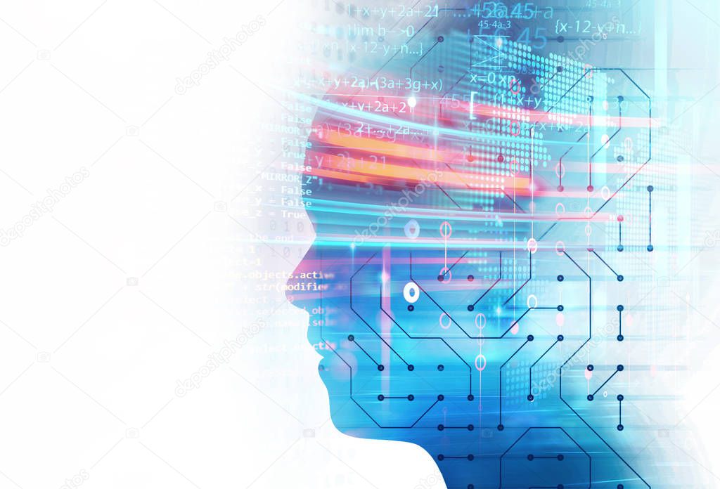 science formula and math equation abstract background. concept of machine learning and artificial