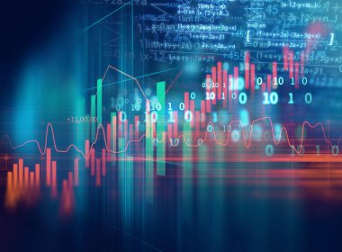 Finansal kriz ve finansal erimeyi temsil eden teknolojik arkaplan grafiği