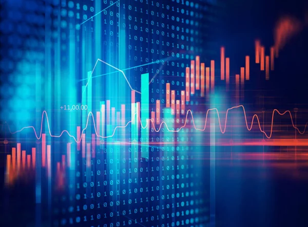 Gráfico Financiero Sobre Tecnología Fondo Abstracto Representan Crisis Financiera Fusión — Foto de Stock