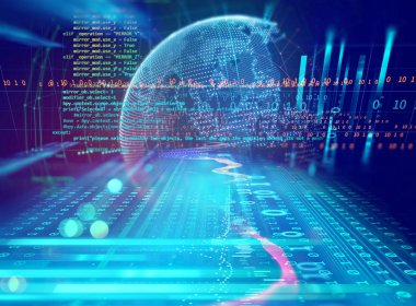 dijital kod numarası soyut arkaplan, kodlama teknolojisi ve programlama dillerini temsil eder