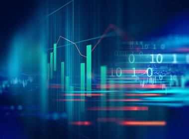 Finansal borsa grafik illüstrasyon, iş yatırım ve gelecekteki hisse senedi Alım Satım kavramı