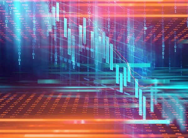 Finansal borsa grafik illüstrasyon, iş yatırım ve gelecekteki hisse senedi Alım Satım kavramı