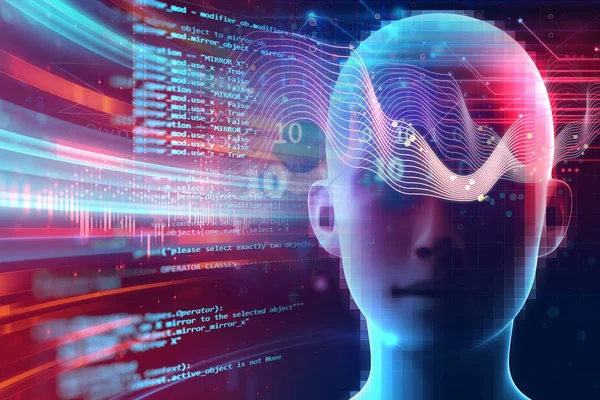 Силует Віртуальної Людини Дельта Хвилі Мозку Утворюють Ілюстрацію Представляють Медитацію — стокове фото