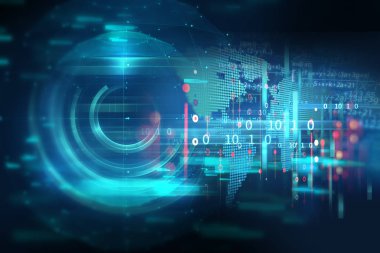 bulanıklık ve dünya futuristik teknoloji arka plan illustratio bulanıklık