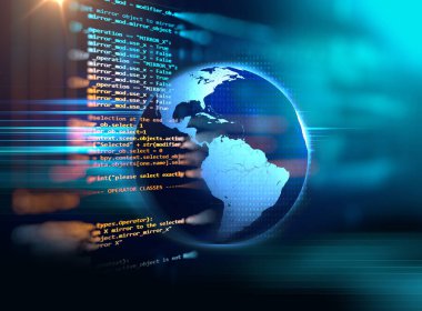 Dünya futuristik teknoloji arka plan 3D render 