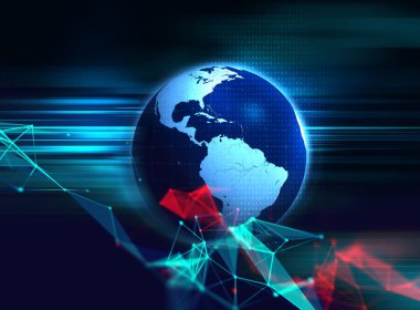 Dünya futuristik teknoloji arka plan illustratio 3D render