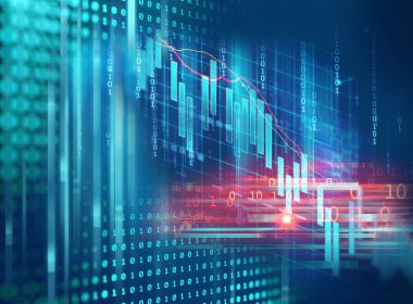 Finansal borsa grafik illüstrasyon, iş yatırım ve gelecekteki hisse senedi Alım Satım kavramı