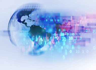 bulanıklık ve dünya futuristik teknoloji arka plan illüstrasyon defocus