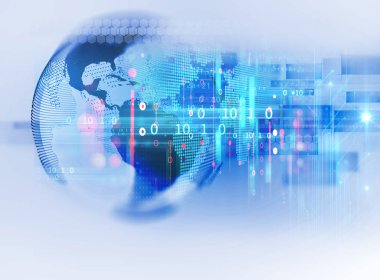 bulanıklık ve dünya futuristik teknoloji arka plan illüstrasyon defocus