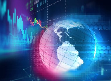 mavi geometrik soyut teknoloji ve bilim geri gruplandırması