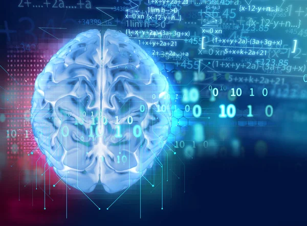 Representación Del Cerebro Humano Fondo Tecnología Representan Inteligencia Artificial Espacio — Foto de Stock