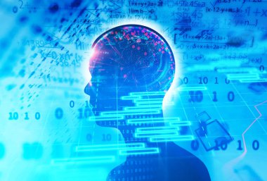 iş ve teknoloji arka plan öğrenme sanal insan 3dillustration çift pozlama görüntüsünü temsil eden öğrenme süreci.